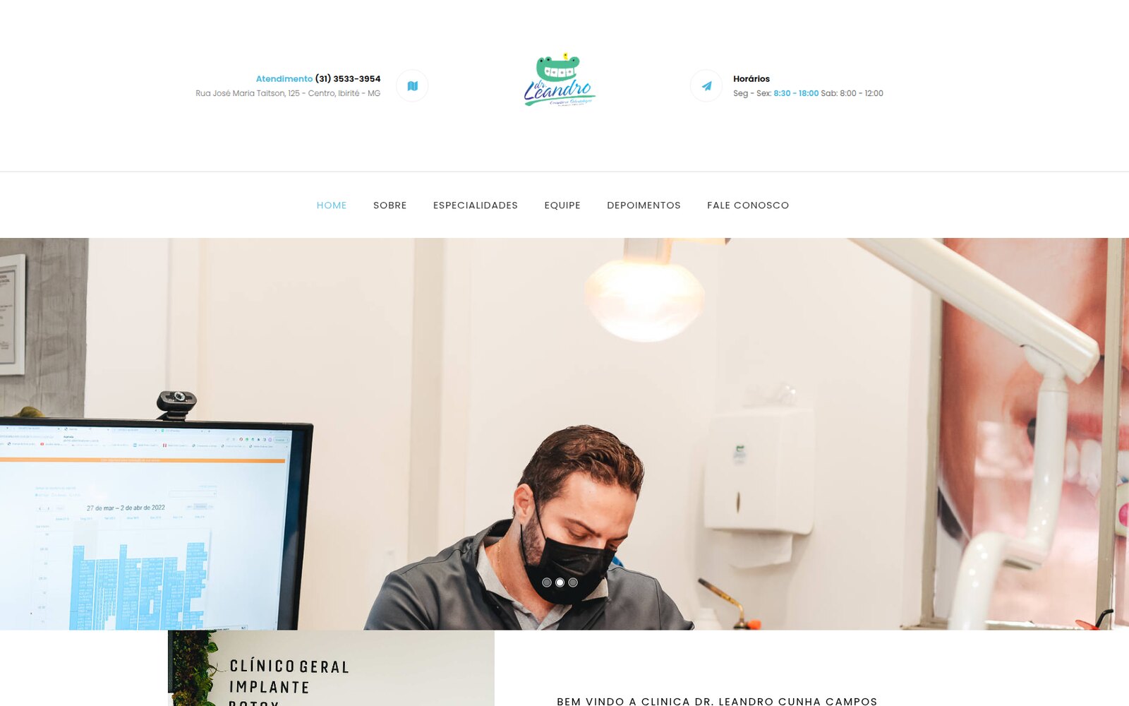 Website da clínica Dr. Leandro