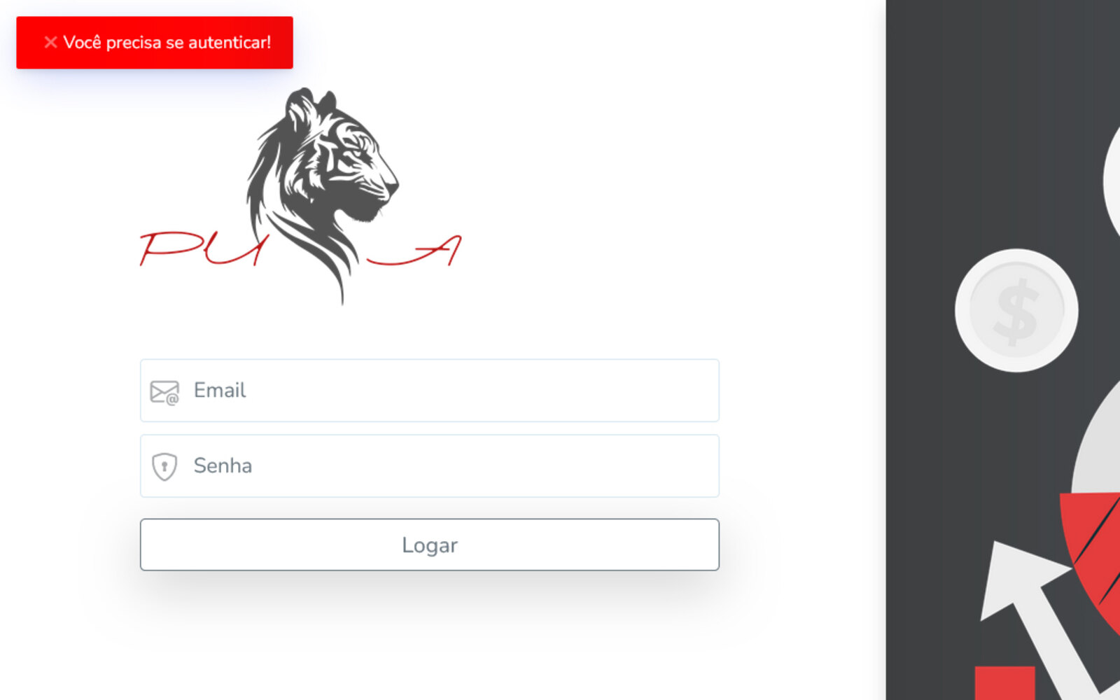 Login do New Puma