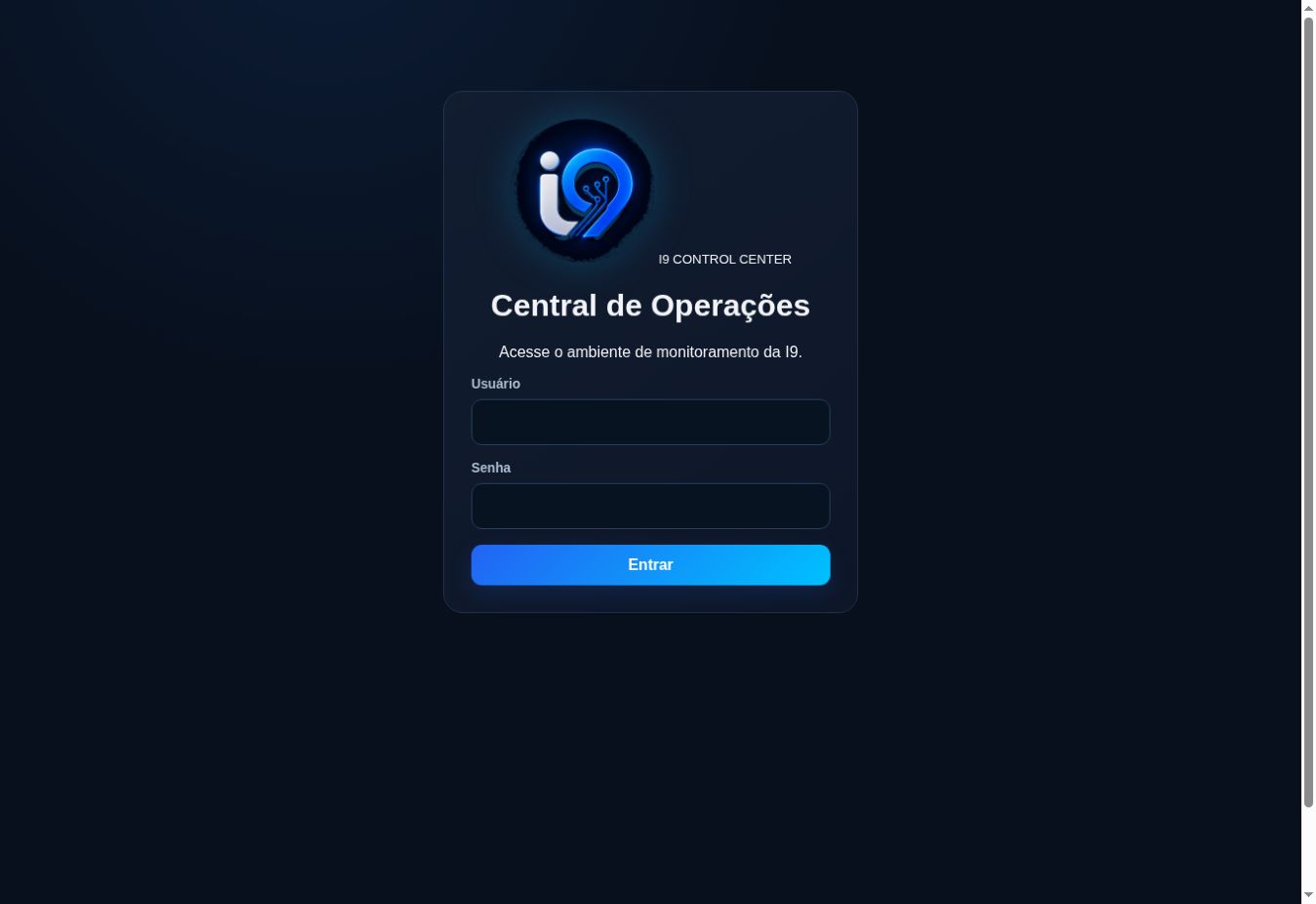 Tela do I9 Control Center